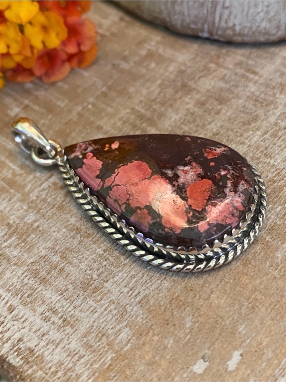 Lava Wild Horse Jasper pendant sterling silver western boho rodeo southwestern
